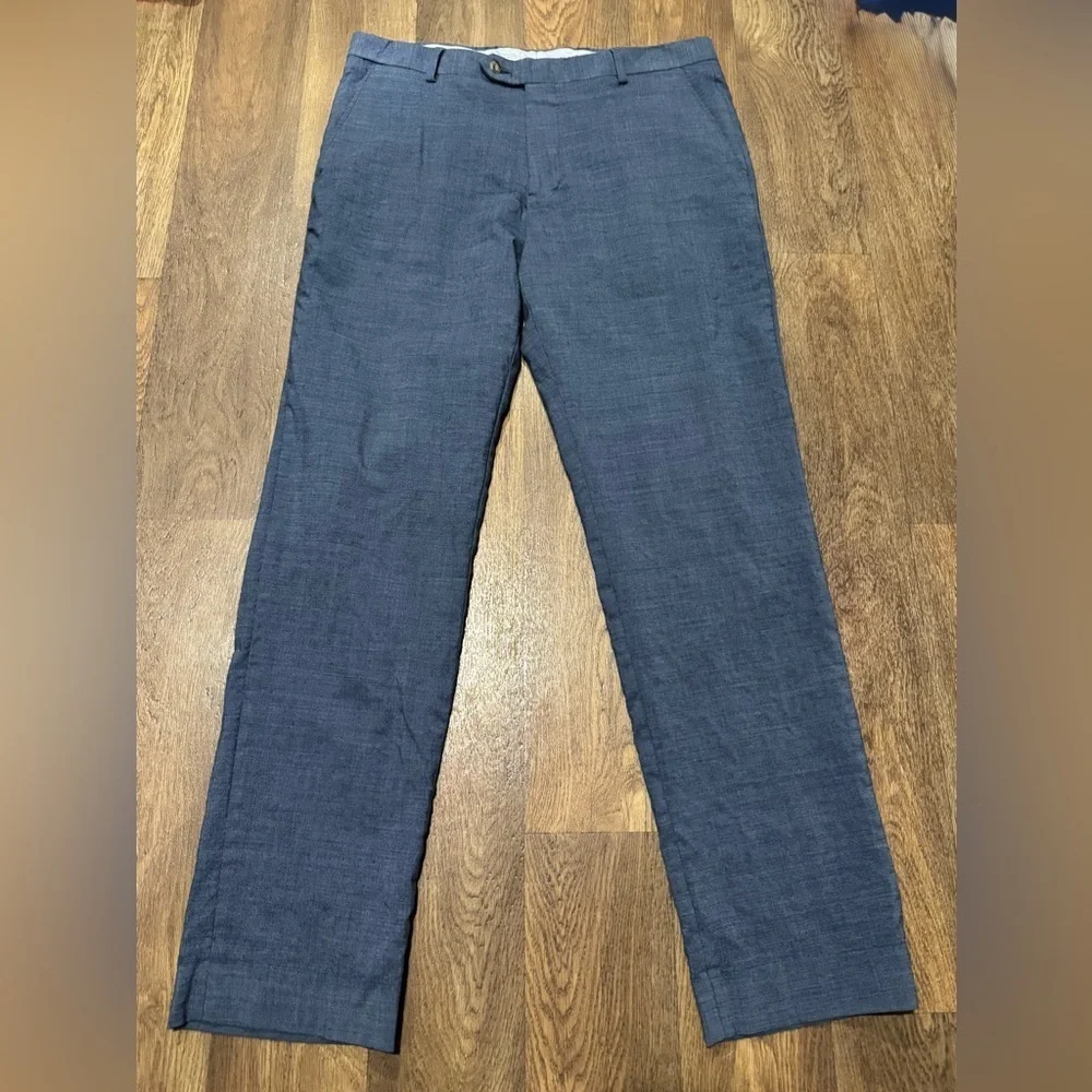 Jos. A. Bank Blue Brr Comfort Flat Front Dress Pants Trousers Wool Size 34x32